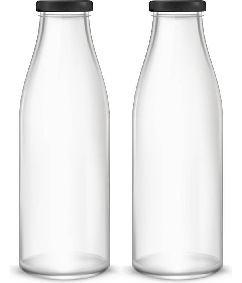 Somil Stylish Bottle White 500 mL Glass Water Bottle set of 2