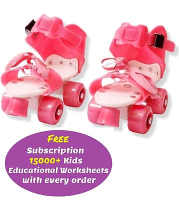 Kidsaholic Roller Skates For Kids Age Group 5-15 Years Adjustable Inline Skating Shoes(Random Color) (Free subscription of kids Educational worksheets)