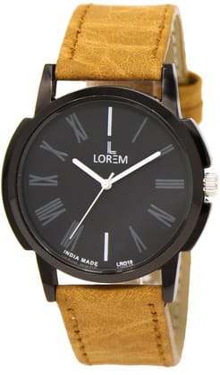 LOREM Black Roman Analog Watch for Men LR19-UF