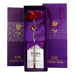 24K red Rose Flower Golden Dipped Valentine Day With Box Unique Gift/friendship day gift