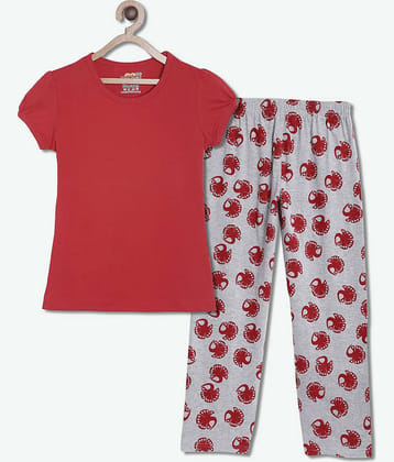 Sini Mini Pack of 1 Girls Cotton Top With Pants ( Dark Red )
