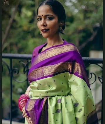 fab woven Art Silk Woven Kanjeevaram Sarees With Unstitched Blouse Piece ( Light Green )