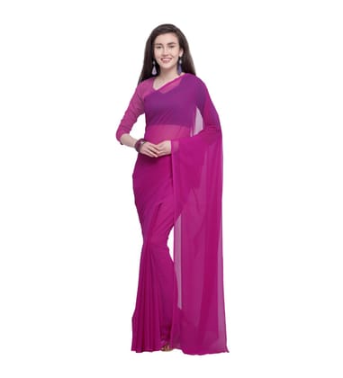 Generic Women's Dyed Saree (Pink, 5 - 6 Mtrs)
