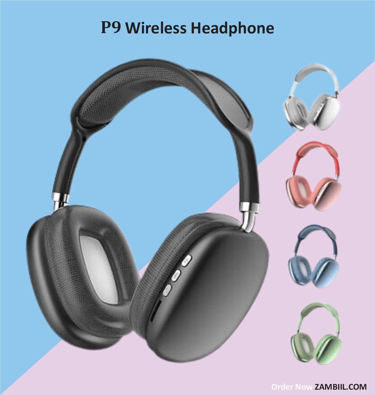 P9 Bluetooth Wireless On-Ear Headphones with Active Noise Cancellation, 4 Hours Playtime, IPX4 Sweat Resistant, Built-in Mic  Multicolour