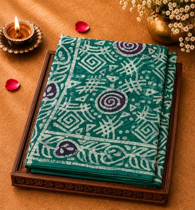  Handblock Printed Batik Cotton Saree