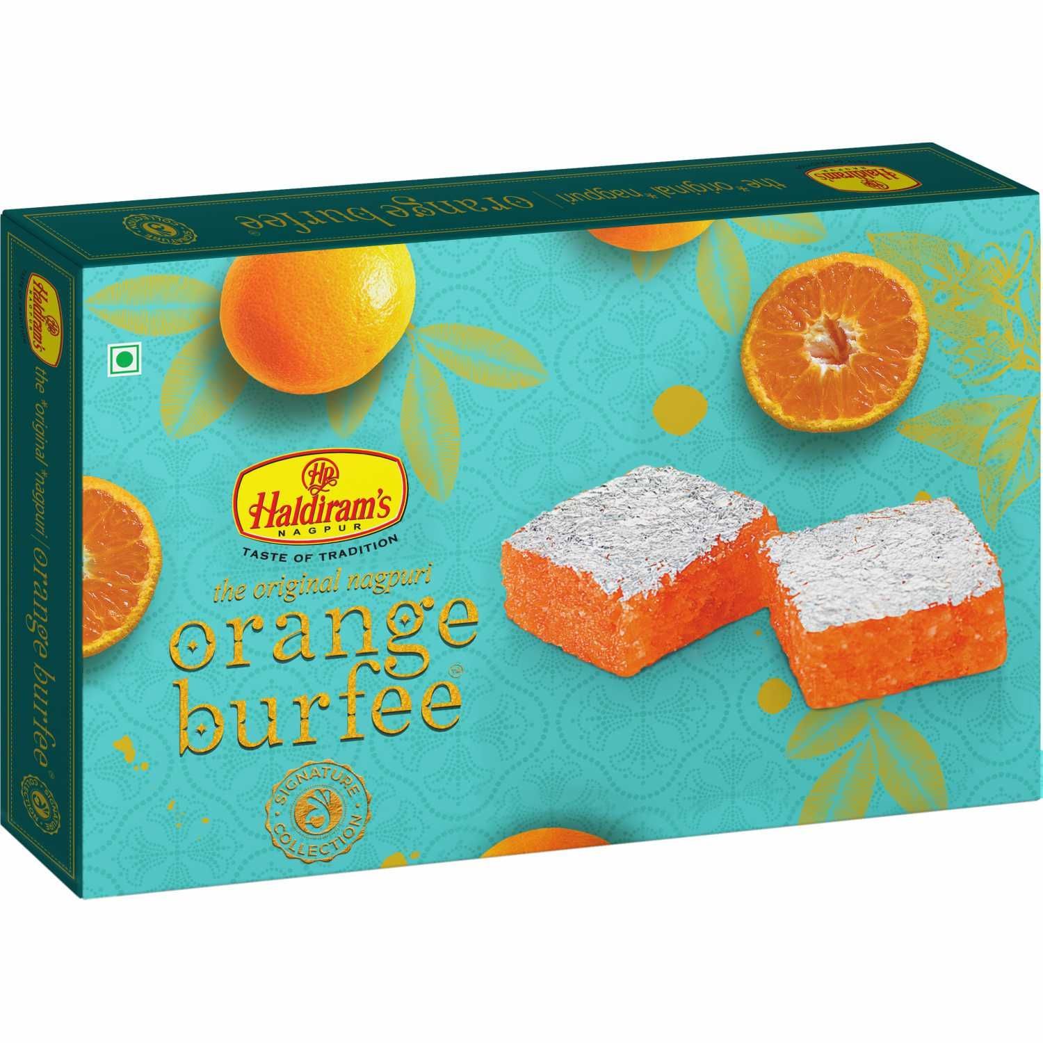 Haldiram's Orange Burfee Packed Sweets - 500 Gm - Pack of 24
