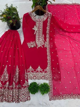 Beautiful Top-sharara And Dupatta With Heavy Embroidery Sequence Work