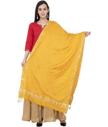 A R Silk Yellow Cotton Hand Painted Dupatta - Single