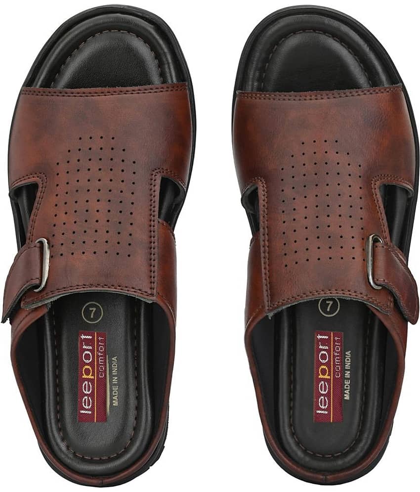 Leeport - Brown Men's Leather Slipper