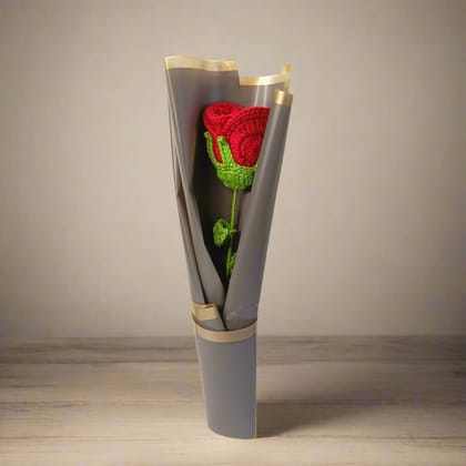 1pcs Artificial Crochet Flower Bouquet/Artificial Flowers Bunch/Crochet Flowers Bouquet/Crochet Flowers/Flowers Bouquet Gift for Girls Home Decor,Gifting,etc. (Red Rose Bouquet)