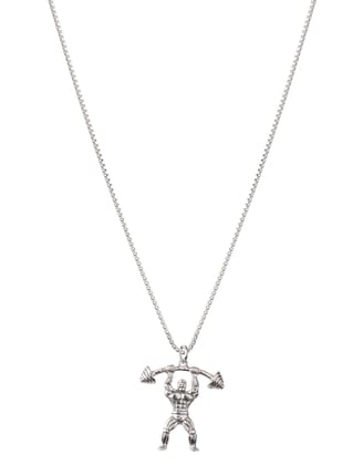 Gym Hunk Pendant-With Box Chain / Silver