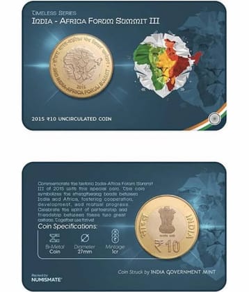 Rs.10 INDO AFRICA Commemorative Coin Card – Special Edition