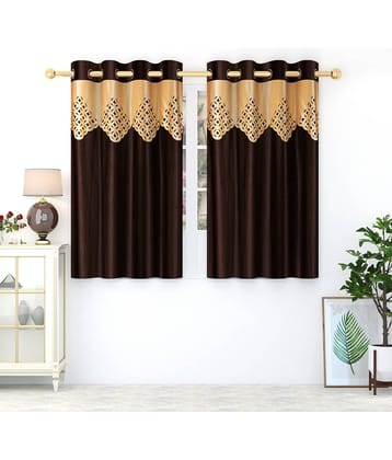 Homefab India Solid Blackout Eyelet Window Curtain 5ft (Pack of 2) - Coffee