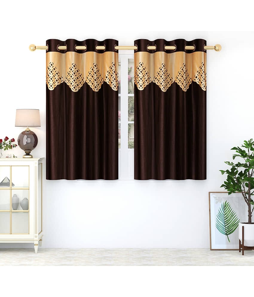 Homefab India Solid Blackout Eyelet Window Curtain 5ft (Pack of 2) - Coffee