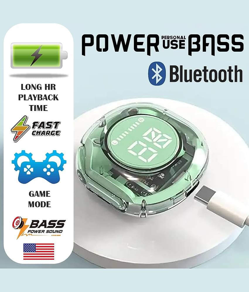 Transparent Bluetooth Headphones with LED Display Charging Case, Premium Sound Quality, Smart Touch & Long Playtime