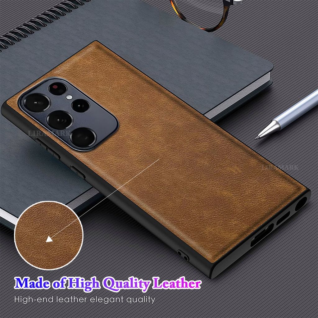 LIRAMARK PU Leather Flexible Back Cover Case Designed for Samsung Galaxy S23 Ultra (6.8 inch)