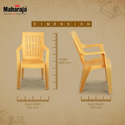 MAHARAJA Omega for Home, Office | Comfortable | Arm Rest | Bearing Capacity up to 200Kg Plastic Outdoor Chair | Chairs for Home | Plastic Chairs