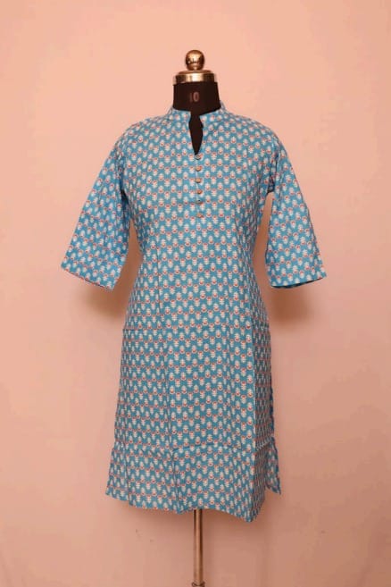 Cotton Collar Kurti With Sleeves