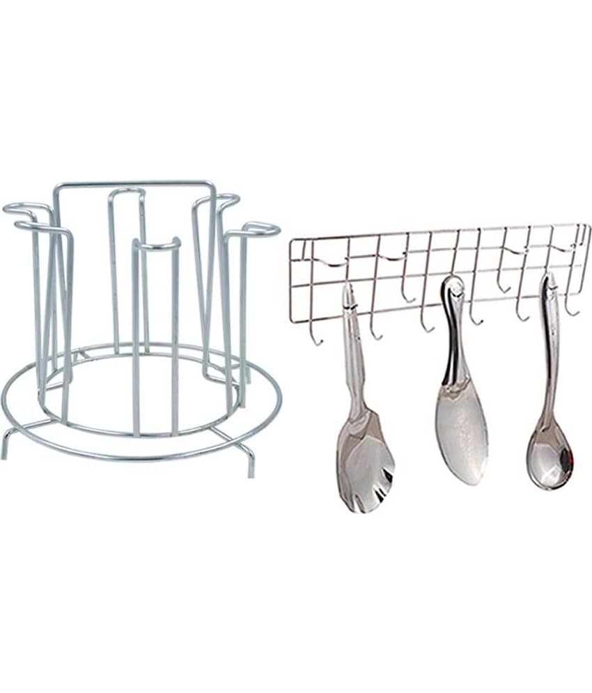 JISUN - Silver Stainless Steel Storage Racks ( Pack of 2 )
