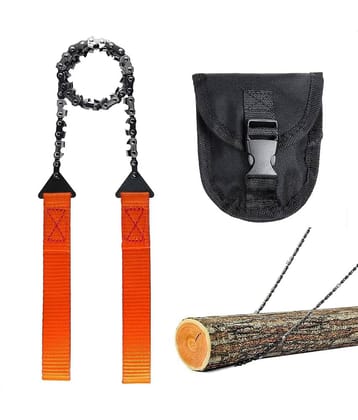 Hand Chain Saw, Portable Pocket Chainsaw For Camping And Survival, 24 Inch Heavy-Duty Steel Blade With 11 Teeth, Compact Rope Saw For Outdoor Adventures And Wood Cutting (Pack Of 1)