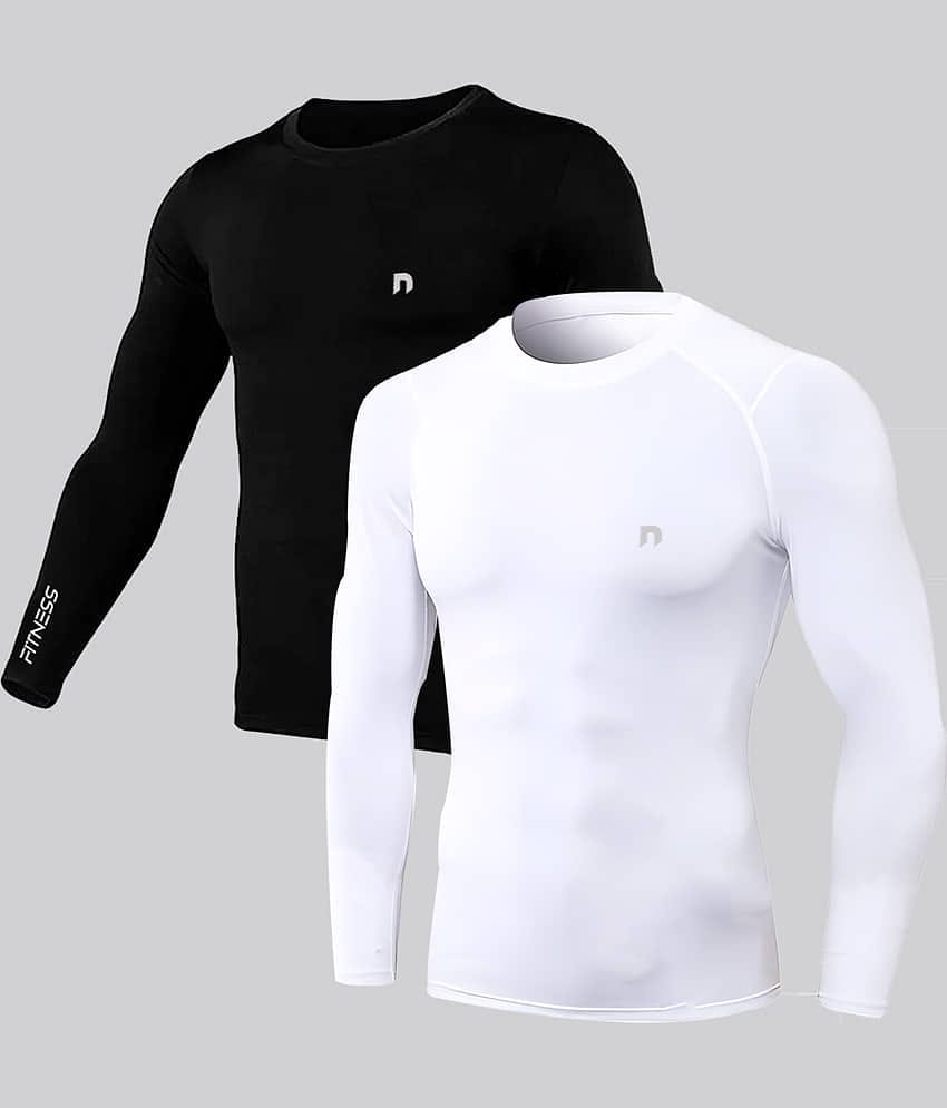 NEVER LOSE Black Polyester Slim Fit Men's Sports T-Shirt ( Pack of 2 )
