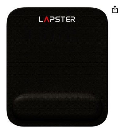 Lapster Black Ergonomic Mousepad with Gel Wrist Rest and Memory Foam | Comfortable Support for Gaming, Computer, Laptop, Home & Office Use | Non-Slip Base