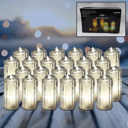 24 Pc Flameless and Smokeless Decorative Melting Candles LED Tea Light Candle Flickering Electronic Candle, Diwali