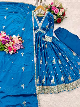 Designer Aliya-Cut Gown-Pent And Beautiful Dupatta Designer Aliya-Cut Gown-Pent And Beautiful Dupatta