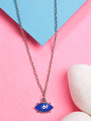 NVR Women's Silver-Plated Chain With Evil Eye Pendant-Onesize / Silver / Alloy