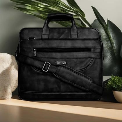 LOREM Tan Color Faux Leather 28L Laptop Messenger Bag For Men BG06