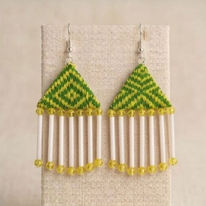 Tribal Handloom Triangle Fringe Earrings Tribal Handloom Triangle Fringe Earrings