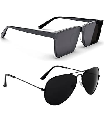 Elligator Multicolor Rectangular Sunglasses ( Pack of 2 )