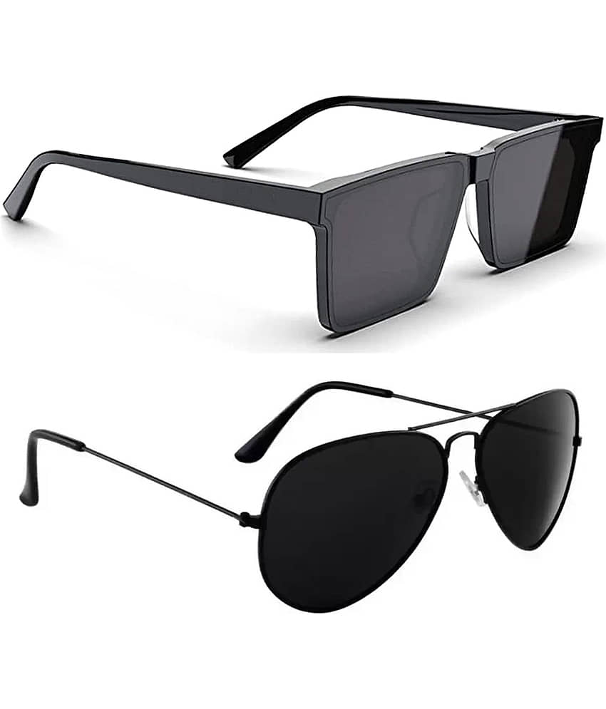 Elligator Multicolor Rectangular Sunglasses ( Pack of 2 )