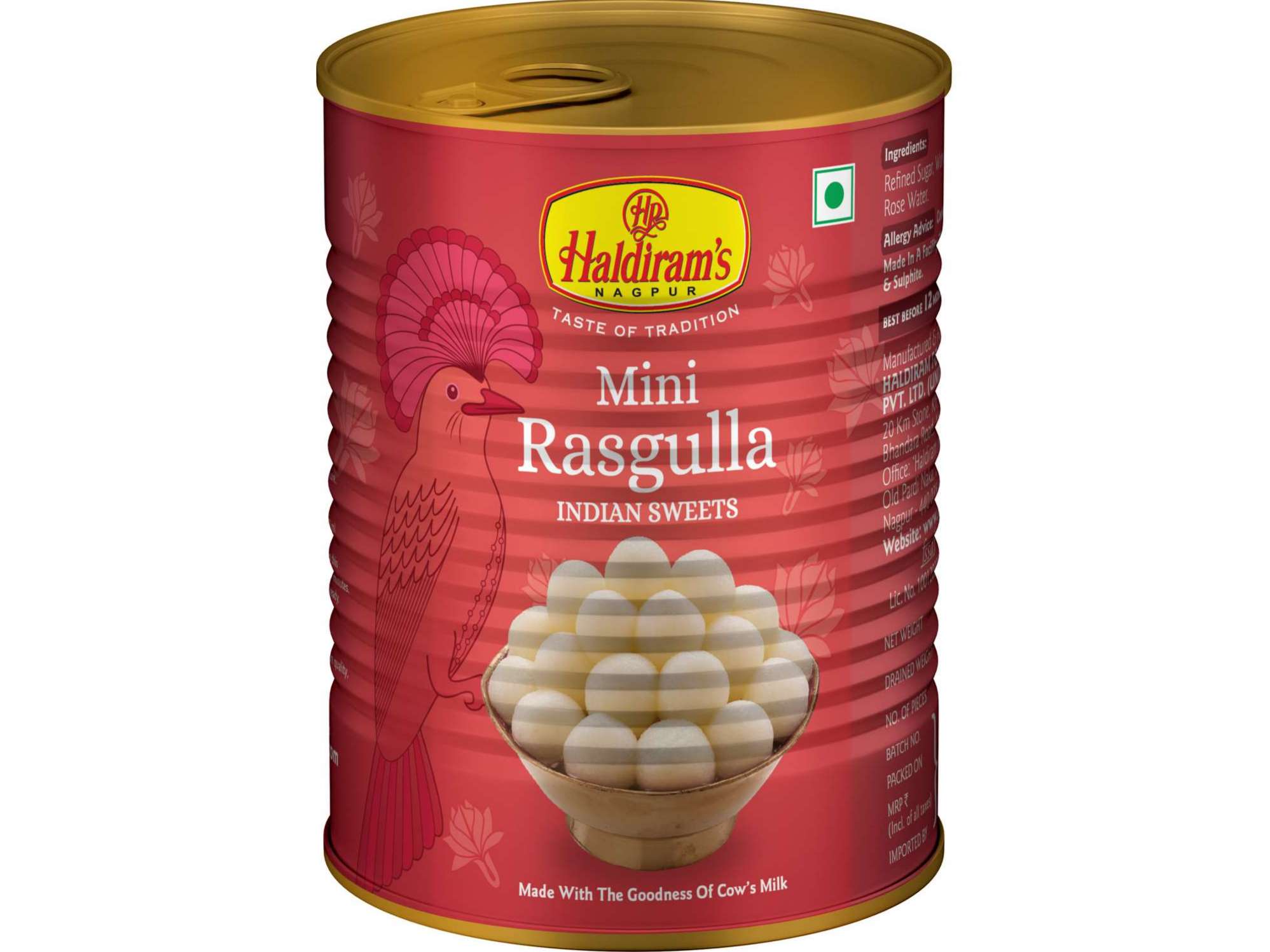 Haldiram's Mini Rasgulla Tin Sweets - 500 Gm - Pack of 2