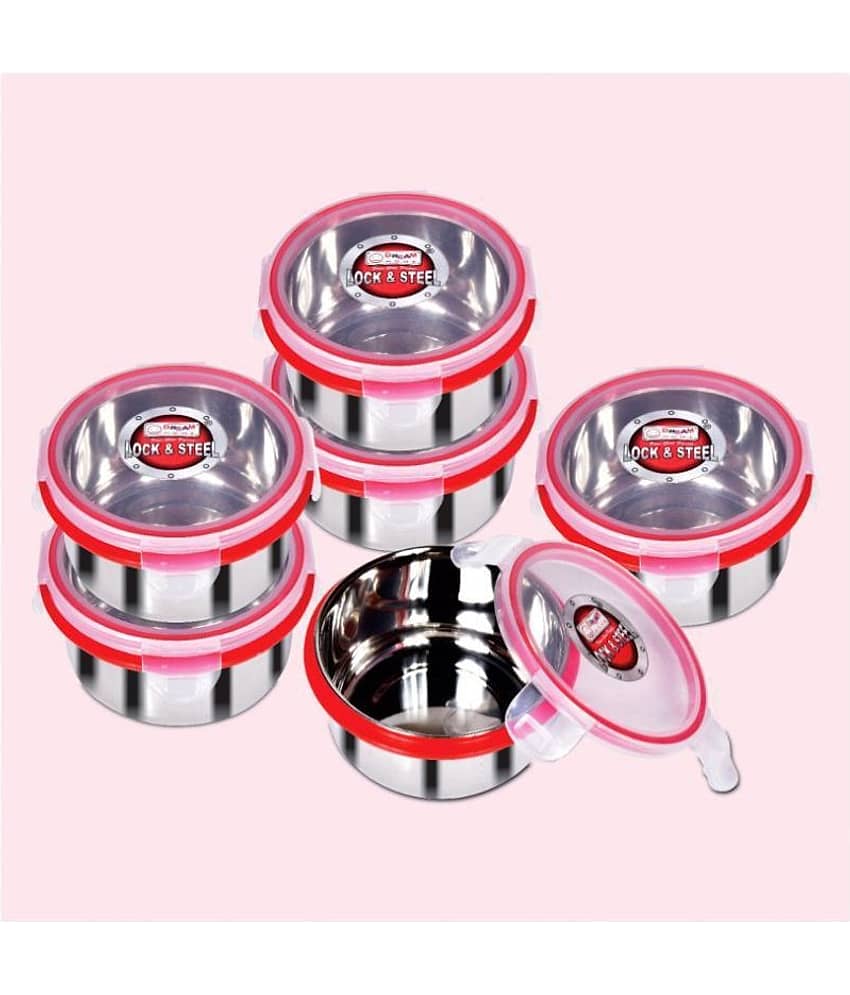 Dream Home Click n Lock 350 Steel Food Container Set of 6 350 mL