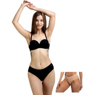 Ashleyandalvis Bamboo Micro Modal, Anti Bacterial, Skinny Soft, Premium Hipster Women Hipster Black, Beige Panty (Pack Of 2 )