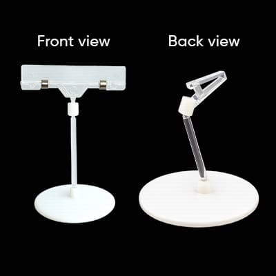 Adjustable Rotating Clip Display Stand for Retail, Office & Event Signage - Clear Plastic