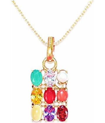 Navaratan Solitaire Pendant | Navrtan Pendant with Original semi Precious Wonder|Nine Prides for Nine Planet | Unique Design
