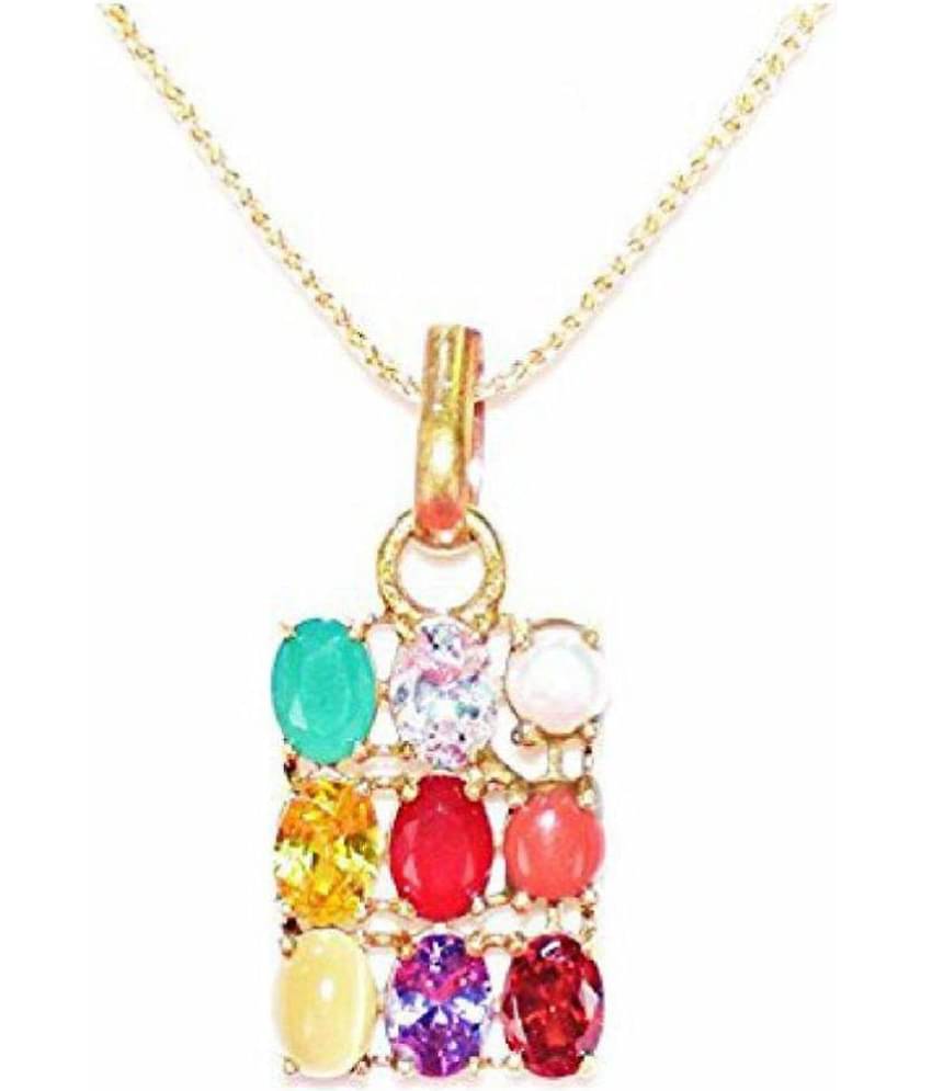 Navaratan Solitaire Pendant | Navrtan Pendant with Original semi Precious Wonder|Nine Prides for Nine Planet | Unique Design