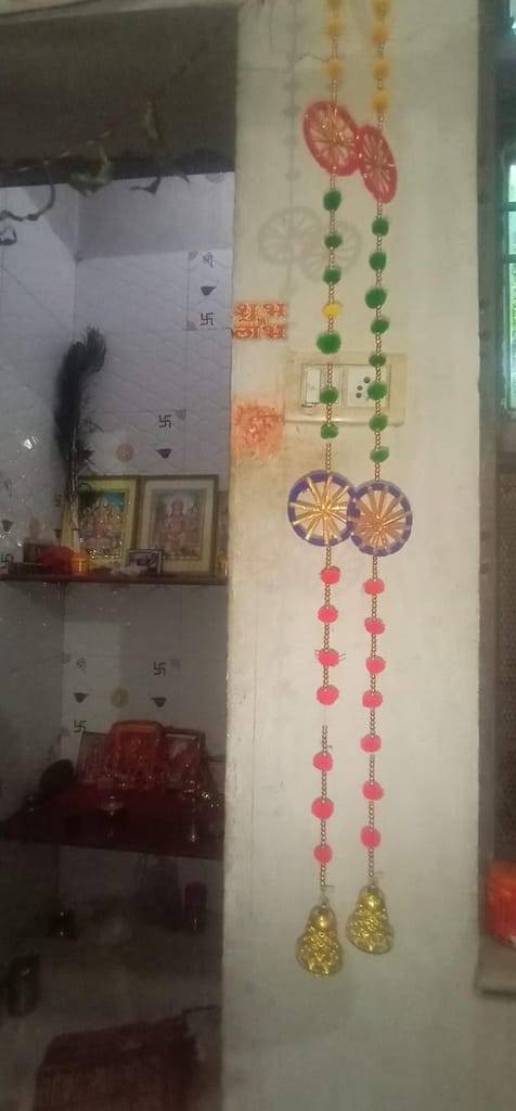 Festive Handcrafted Hanging Pompom 2 Chakri, Garland, Bandarwal, Torans for Diwali, Navratri, and Wedding.