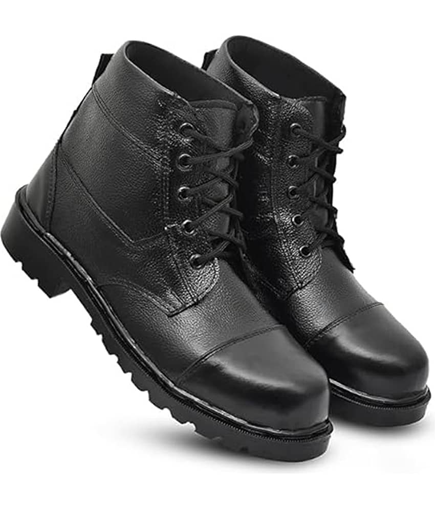 Biggie High Ankle Black Safety Shoes