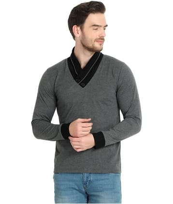 Glito Pack of 1 Cotton Blend Regular Fit Men's T-Shirt ( Charcoal Grey )