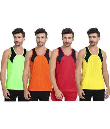 FTX Pack of 4 Polyester Undershirt For Men ( Fluorescent Green )