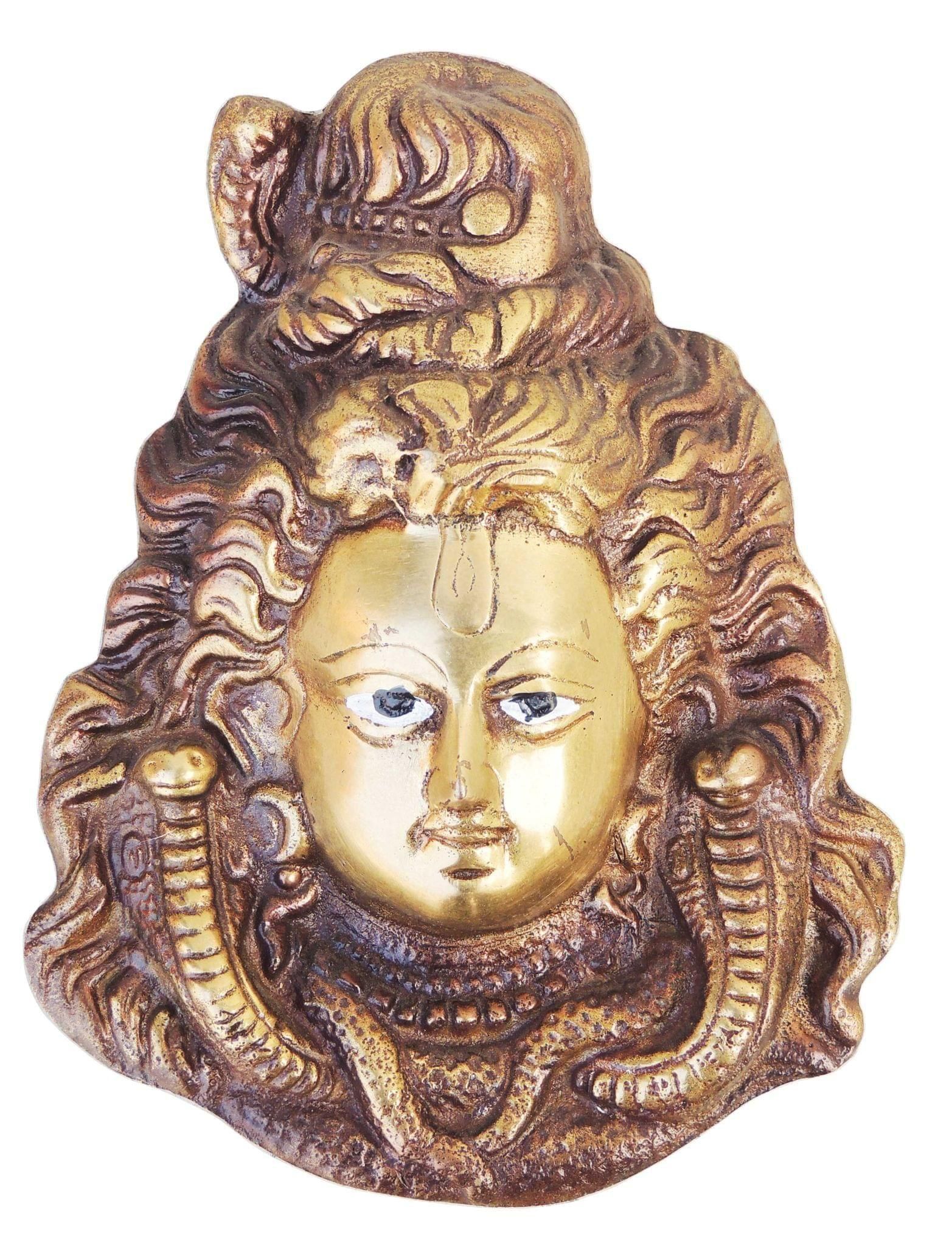 Brass Showpiece Wall Hanging Shiv Ji Face Statue - 5*1.5*6.2 Inch (BS920 A)