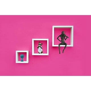 Onlinecrafts Wooden Wall Shelf Wooden Wall Shelf (Number Of Shelves - 3, White)
