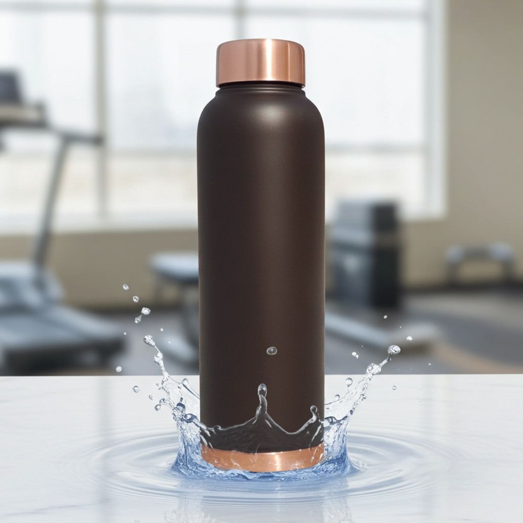 Pure Copper Drinking Bottle 900 ML | Anti-Bacterial Ayurvedic Bottle , Height : 10 Inch (BCMAS175 C)