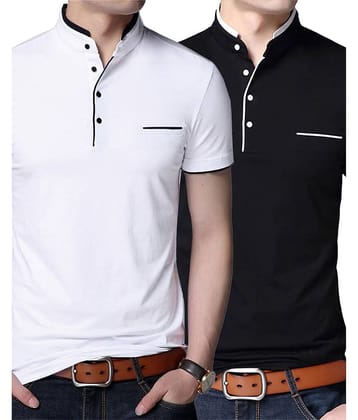 AUSK Pack of 2 Cotton Blend Regular Fit Men's T-Shirt ( Yellow )