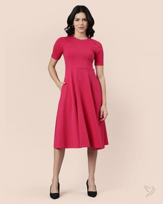 Solid Cotton Knitted Dress - Pink Paradise-S / Pink Paradise