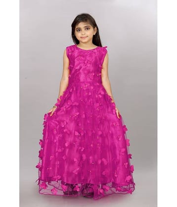 JULEE Net Gown For Girls ( Pack of 1 , Magenta )