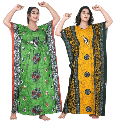 Fabimi Women's 2-Pack Cotton Kaftan Nightgowns: Sleep in Style and Comfort